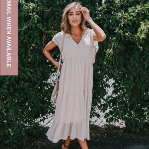 One Loved Babe Boho Cream Flutter Sleeve Dress